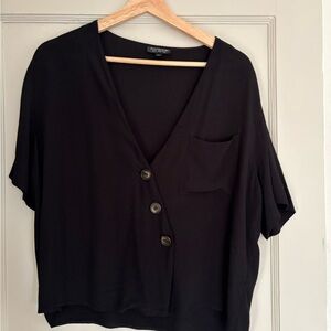 Topshop Black Button-Down Women's Shirt